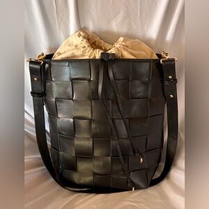 Firenze My Best Bag Italian Leather Woven Tote Bag